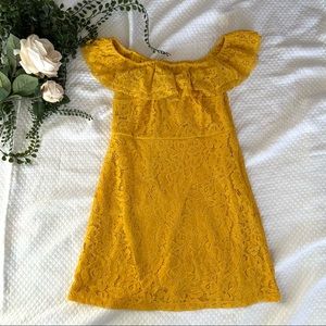 NWT Yellow Lace Floral Off Shoulder Dress